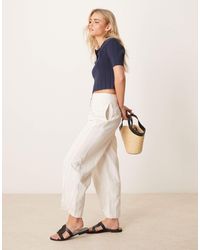 ASOS - Petite Tailored Linen Trousers With Way Tab Hem - Lyst