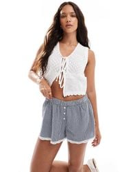 Brave Soul - Tie Front Knitted Waistcoat With Pointelle Detail - Lyst
