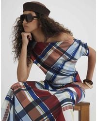River Island - Check Satin Blouse - Lyst