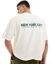 ASOS - T-shirt oversize coupe carrée avec imprimé new york au dos - cassé - Lyst