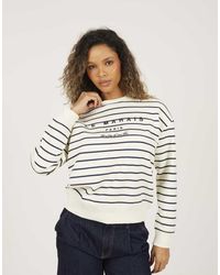 Brave Soul - Stripe Embroidered Crew Neck Sweatshirt - Lyst