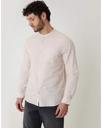 Threadbare - Linen Blend Long Sleeve Grandad Collar Shirt - Lyst