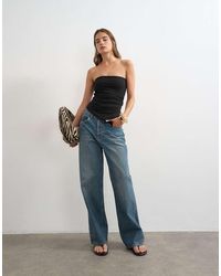 TOPSHOP - Split Side Ruched Asymmetric Bandeau - Lyst