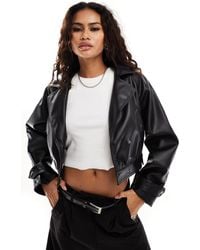 ASOS - Faux Leather Glam 80's Crop Jacket - Lyst