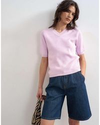 TOPSHOP - Knit High V Neck Top - Lyst