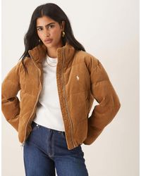 Polo Ralph Lauren - Doudoune en velours côtelé à logo emblématique - fauve - Lyst