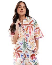 ASOS - Oversized Short Sleeve Linen Shirt Co-ord - Lyst
