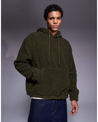 ASOS - Relaxed Borg Hoodie - Lyst