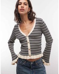 Monki - Exclusive Fluted Sleeve Frill Cardigan - Lyst