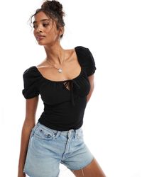 Miss Selfridge - Tie Front Milkmaid Top - Lyst