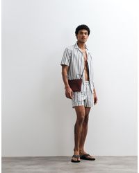 ASOS - Korte Gestreepte Shorts Met Linnenlook - Lyst