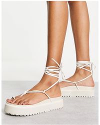 Public Desire Jolly Flatform Sandals With Padded Ankle Tie in