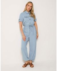Long Tall Sally - Denim Elasticated Jumpsuit - Lyst
