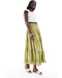 Wednesday's Girl - Tiered Ruffle Midaxi Boho Skirt - Lyst
