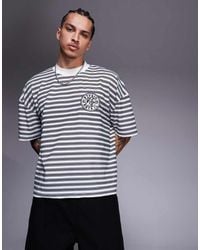 ASOS - Recht Oversized T-Shirt Met Verlaagde Schouders En Borduursel Op De Borst - Lyst