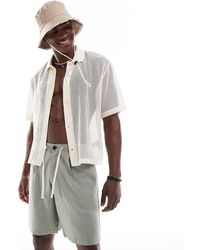 Threadbare - Pantalones Cortos Con Cordón Ajustable De Tejido Rico En Lino De - Lyst