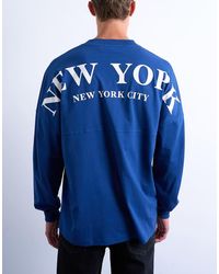 TOPMAN - Ruimvallend T-Shirt Met New York City-Print En Lange Mouwen - Lyst
