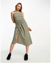 Collusion - Robe mi-longue à carreaux style festival avec fronces - Lyst