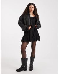 Miss Selfridge - Chiffon And Lace Milkmaid Dress - Lyst