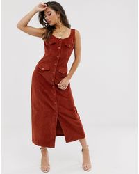 ASOS Corduroy Midi-jurk - Bruin