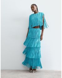 ARRANGE - Tiered Fringe Fitted Maxi Skirt Co Ord - Lyst
