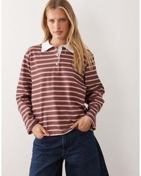 ASOS - Long Sleeve Boxy Rugby Polo Top - Lyst