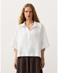 Oysho - Oversize 100% Linen Short-sleeved Shirt - Lyst