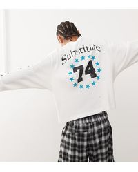 Collusion - Oversized T-Shirt Met Lange Mouwen En 'Substitute'-Print - Lyst