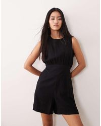 Nobody's Child - Macie Linen Rich Sleeveless Open Back Playsuit - Lyst