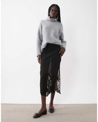 ASOS - Sheer Midi Skirt With Embellished Bead Hem - Lyst