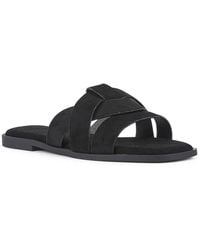 SEQWL Wide Fit - Flat Mules Minimalist Slides With Crossover Strap Detail - Lyst