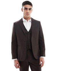 ASOS - Chaqueta De Traje De Corte Slim Con Patrón De Espiga De Tejido Rico En Lana De - Lyst