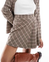French Connection - Elegante Geruite Mini Rok Met Geplooid Detail, Deel Van Co-Ord Set - Lyst