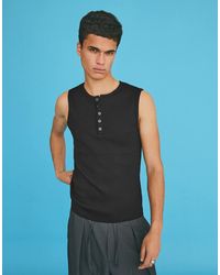 Bershka - Worker Slim Fit Henley T-shirt - Lyst