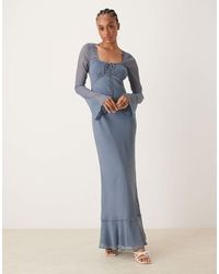 ASOS - Asos Design Tall Ruched Bust Long Sleeve Maxi Dress - Lyst