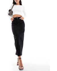 New Look - Split Back Denim Midi Skirt - Lyst