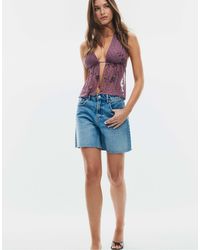 Stradivarius - – besticktes neckholder-oberteil - Lyst