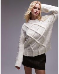 TOPSHOP - Knitted Premium Pretzel Cable Oversized Jumper - Lyst