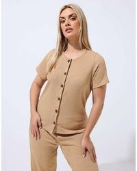 Yours Clothing - Crinkle Short Sleeve Top - Lyst
