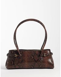 ASOS - – strukturierte schultertasche mit gürteldetail und schlangenmuster - Lyst