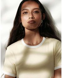 ARKET - Slim Fit Ribbed T-shirt With Trim - Lyst