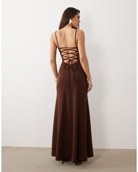 ASOS - Square Neck Maxi With Open Lace Up Back - Lyst