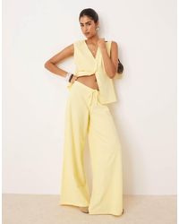 ASOS - Gebreide Broek Met Wijde Pijpen En Textuur - Lyst