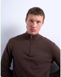 TOPMAN - Essential Knitted 1/4 Zip Funnel - Lyst
