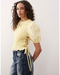 Collusion - Shirred Top With Lace Up Detail At Side - Lyst