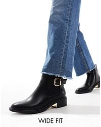 SEQWL Wide Fit - Ankle Boots With Buckle Details - Lyst