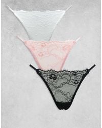 ASOS - 3 Pack Lace Tanga Thong - Lyst