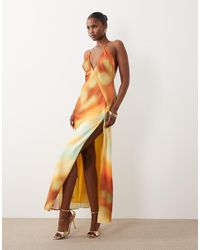Bardot - Lizbeth Halter Neck Maxi Dress With Thigh Split - Lyst