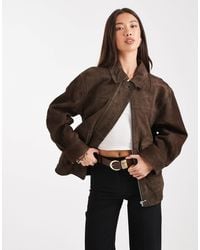 ASOS - Real Suede Oversized Bomber - Lyst