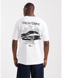 Only & Sons - T-Shirt Comoda Bianca Con Stampa Drive Sul Retro - Lyst